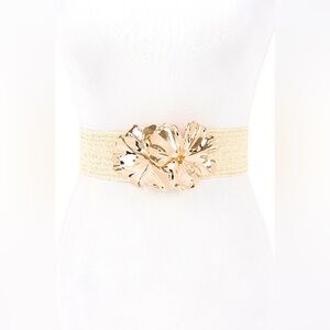 Elegant Tan or Cream Raffia Straw Statement Belts